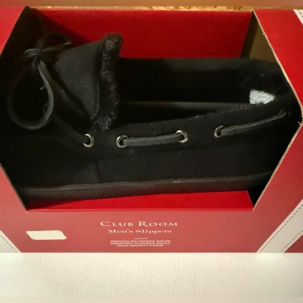 Black Moccasins Slippers W 7.5-8.5 M 6/7